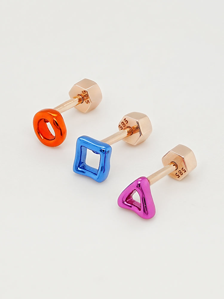 14K Gold Color Graphic Pop Shape Cartilage Earring 18G