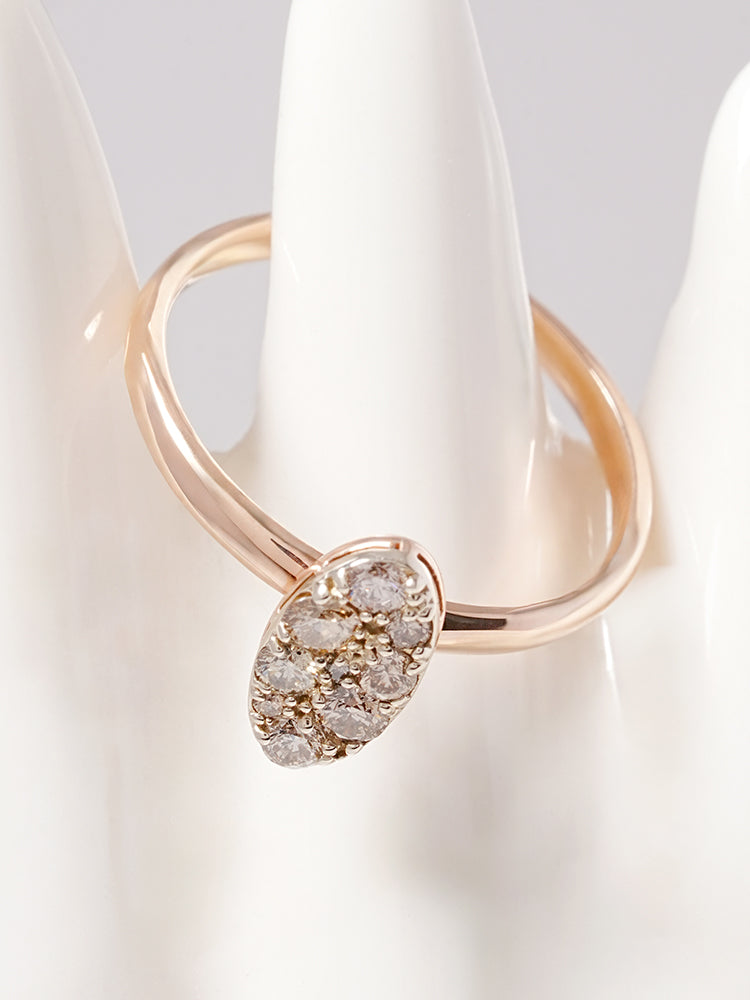 14K 18K Solid Gold Glitter Oval Diamond Ring
