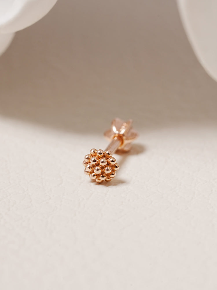 14K Solid Gold Cluster Cartilage Earring 18G16G
