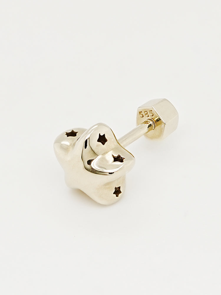 14K Solid Gold Star Golden Layer Cartilage Earring 18G