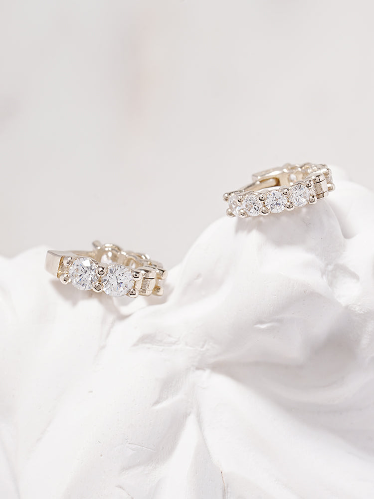 14K 18K Solid Gold Lab Diamond Eternity Tennis Cartilage Hoop Earring