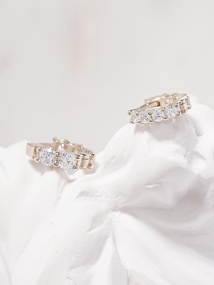 14K 18K Solid Gold Lab Diamond Eternity Tennis Cartilage Hoop Earring