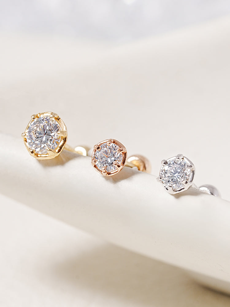 14K Solid Gold Lab Diamond Grace Cartilage Earring 20G18G16G