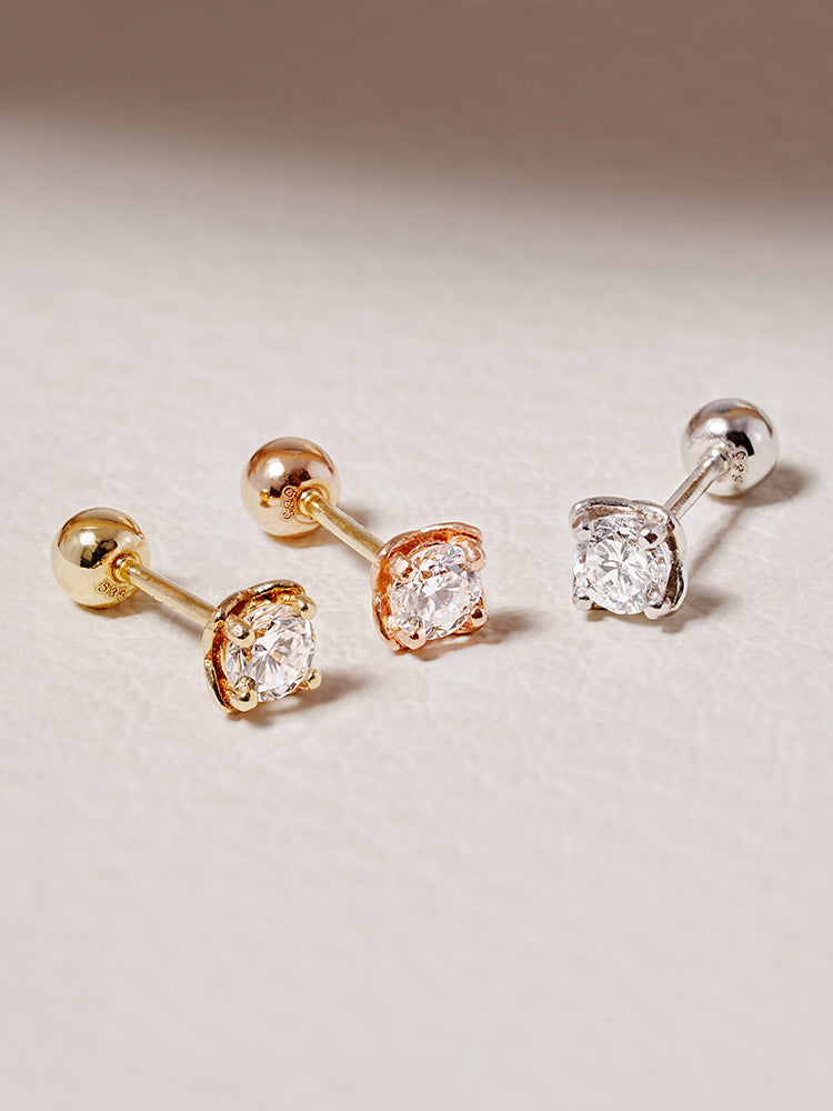 14K Solid Gold Lab Diamond Classic Square Cartilage Earring 20G18G16G