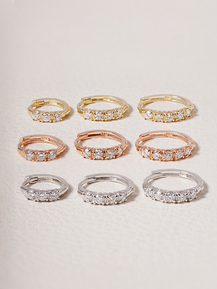 14K 18K Solid Gold Lab Diamond Layered Daily Cartilage Hoop Earring