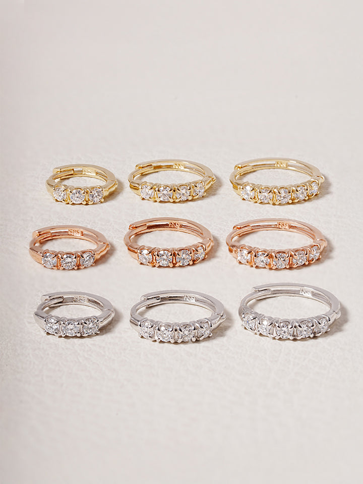 14K 18K Solid Gold Lab Diamond Layered Daily Cartilage Hoop Earring