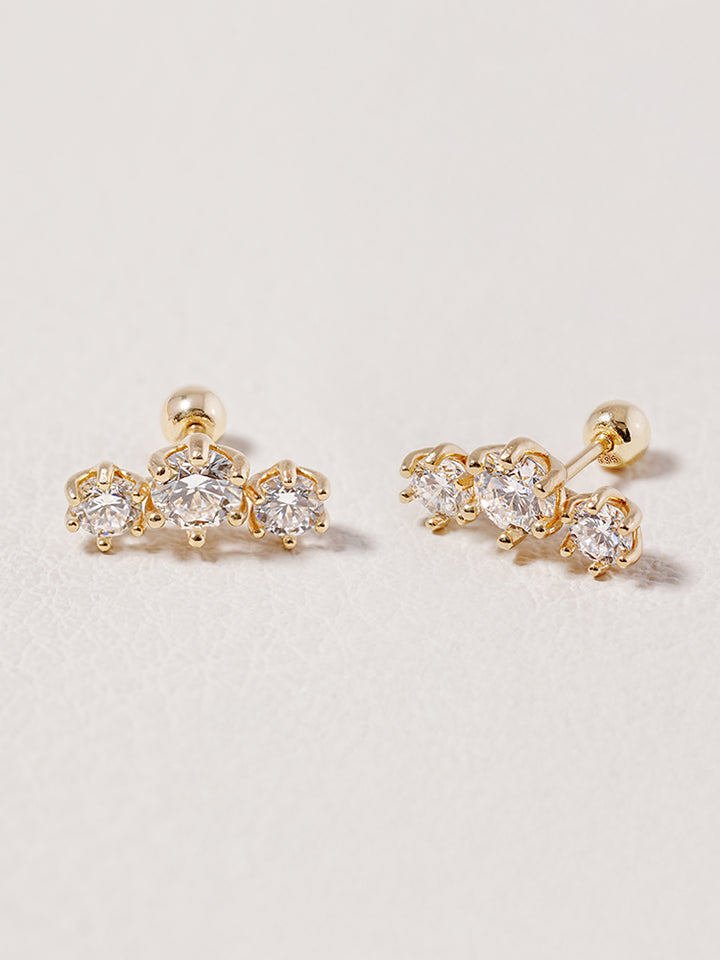 14K Solid Gold Lab Diamond Lumiere Cartilage Earring 20G18G16G