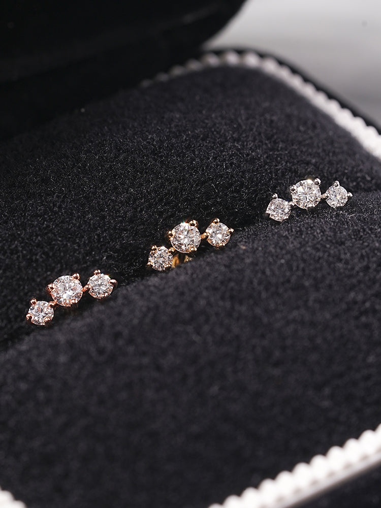 14K Solid Gold Lab Diamond Twinkle Crown Cartilage Earring 20G18G16G