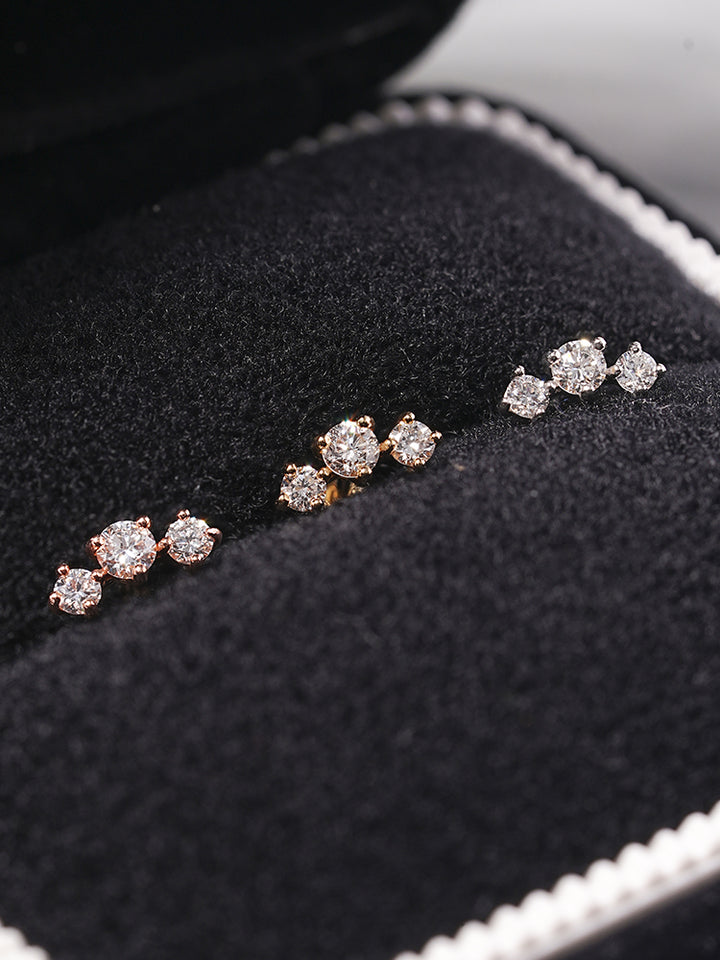 14K Solid Gold Lab Diamond Twinkle Crown Cartilage Earring 20G18G16G