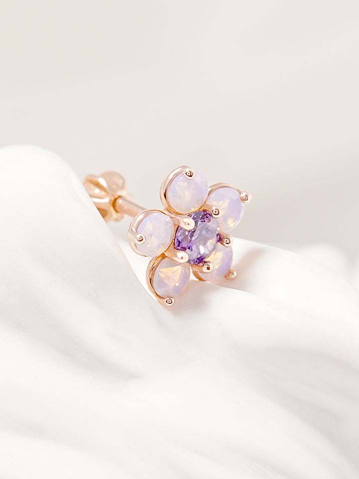 14K Solid Gold Lilac Blossom Cartilage Earring 18G16G