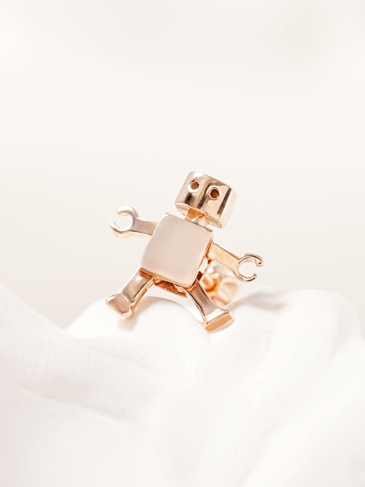 14K Gold Little Joint Robot Cartilage Earring 18G16G