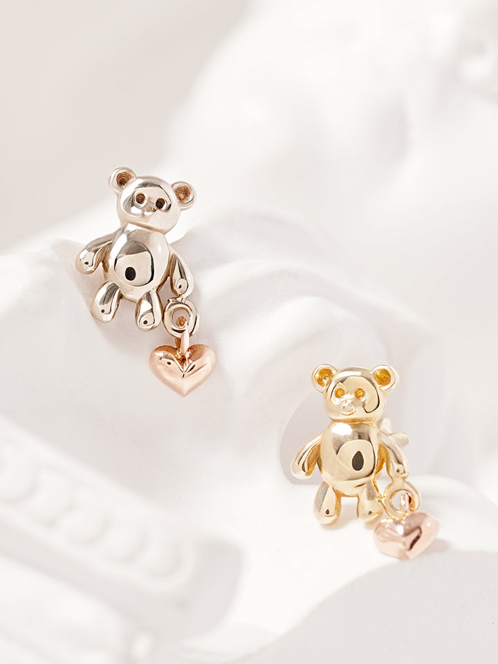 14K Gold Love Heart Bear Cartilage Earring 18G16G