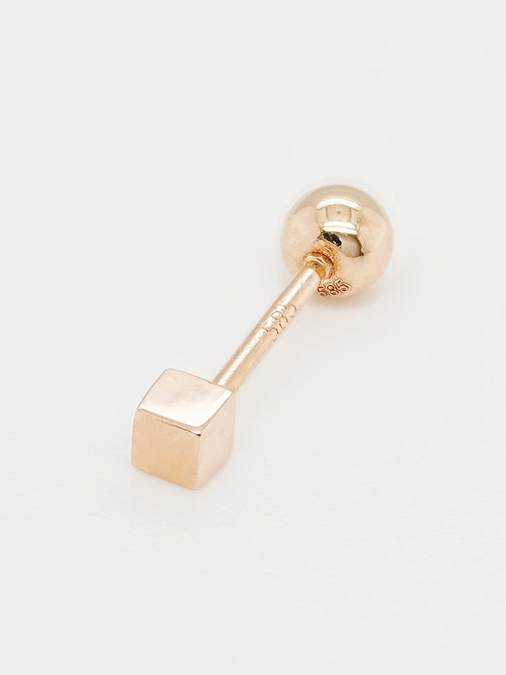 14K Solid Gold Micro Cube Box Cartilage Earring 20G