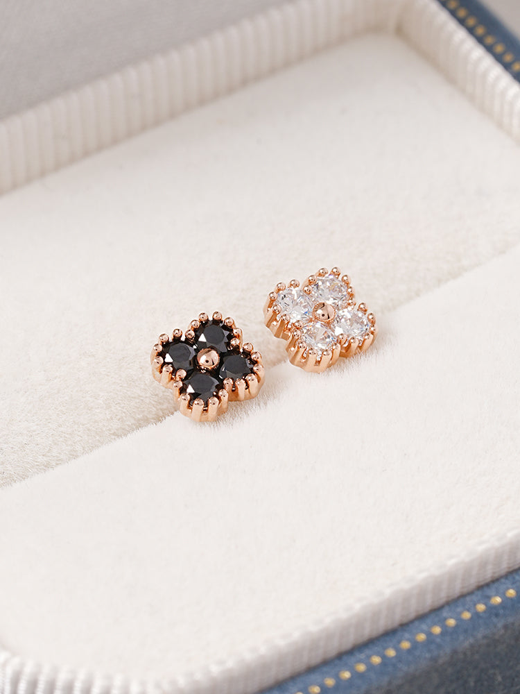 14K Solid Gold Midnight Clover Bloom Cartilage Earring 18G16G