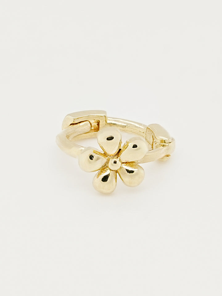 14K 18K Mini Flower Bloom Cartilage Hoop Earring