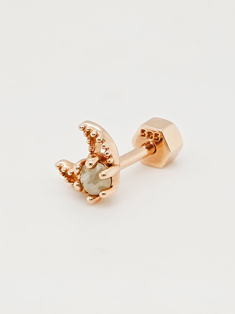 14K Gold Moon Rough Cartilage Earring 18G