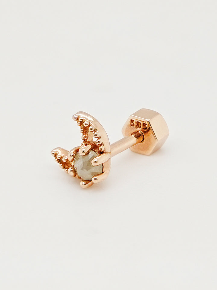 14K Gold Moon Rough Cartilage Earring 18G