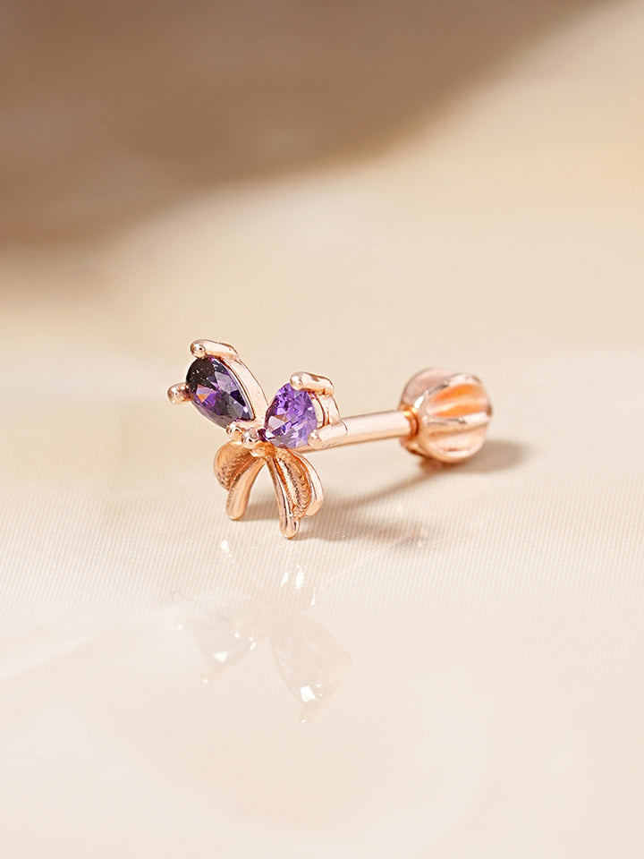 14K Gold Moonlight Ribbon Cartilage Earring 18G16G