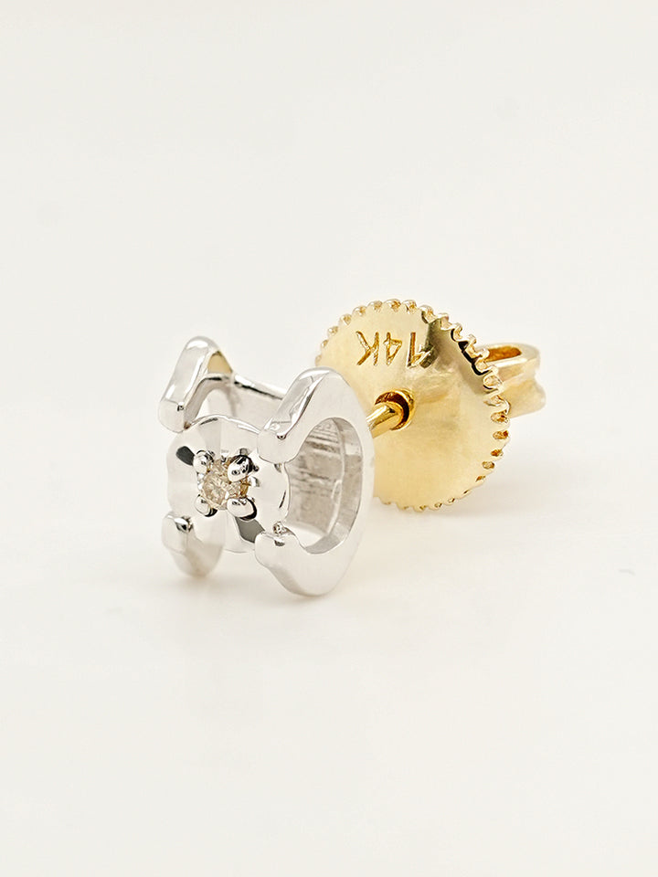 14K 18K Solid Gold Platinum Frame Diamond Stud Earring