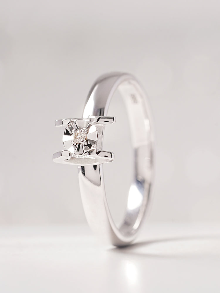 14K 18K Solid Gold Platinum Frame Diamond Ring