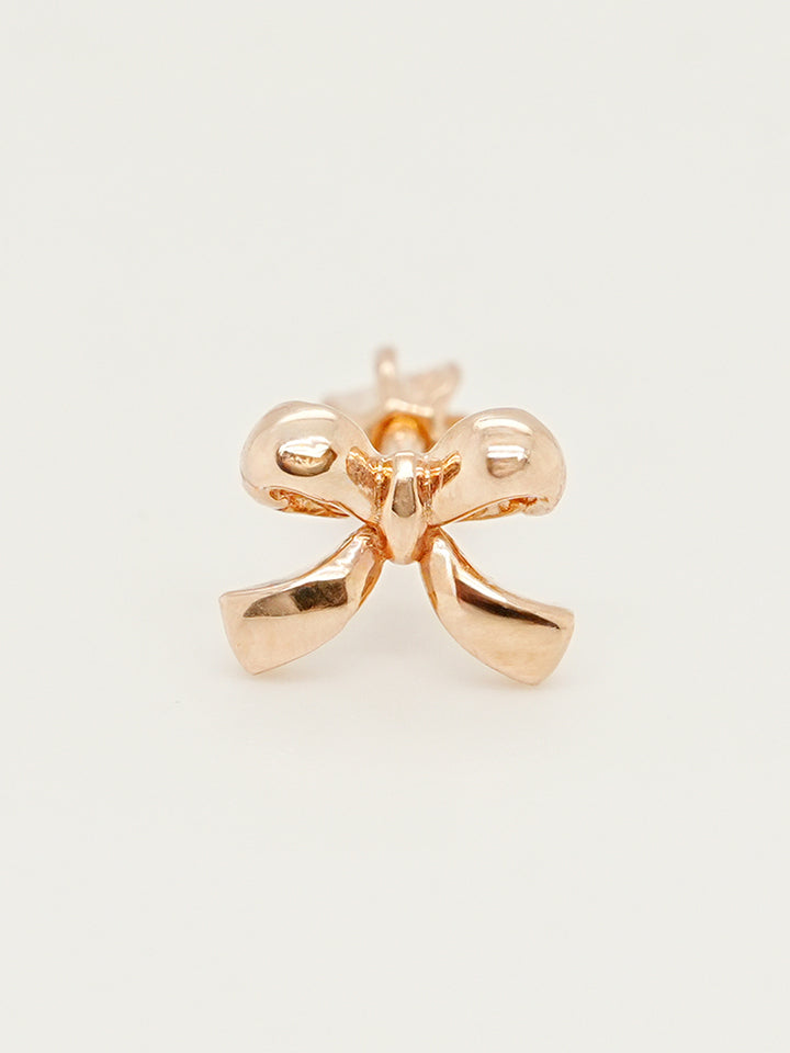 14K Solid Gold Ribbon Shape Cartilage Earring 18G16G