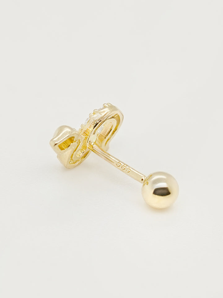 14K Solid Gold Bling Snake Cubic Cartilage Earring 20G