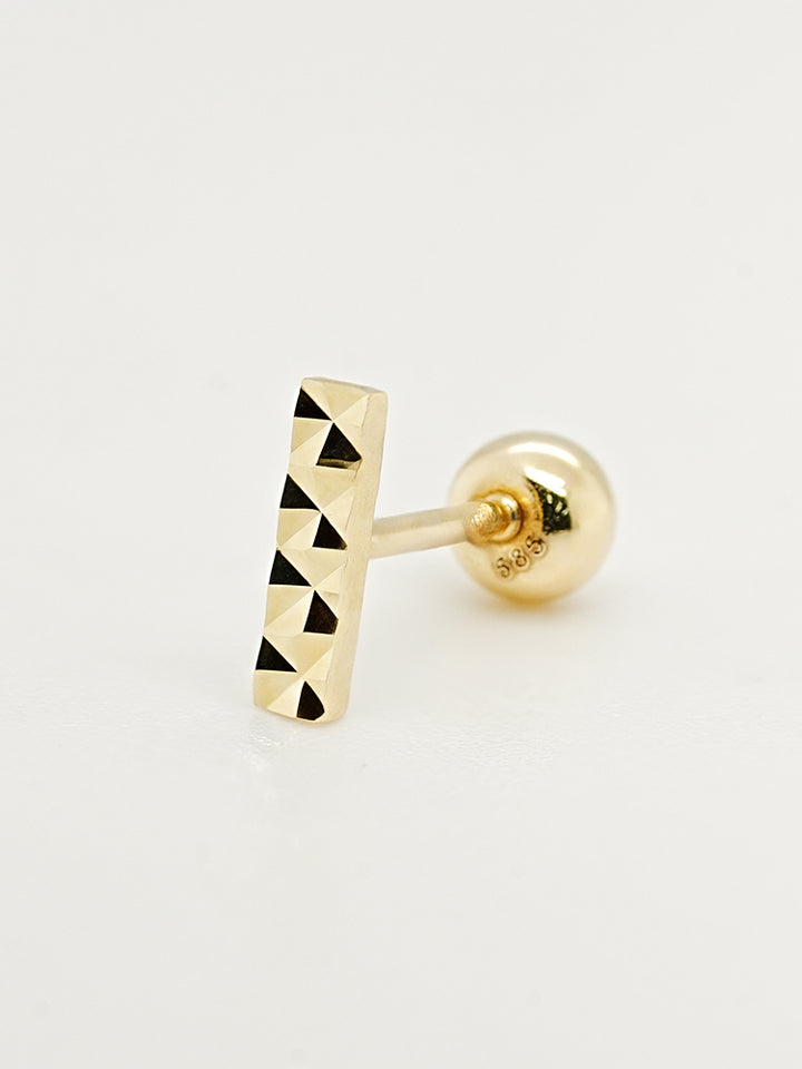 14K Solid Gold Shining Stick Bar Cartilage Earring 20G