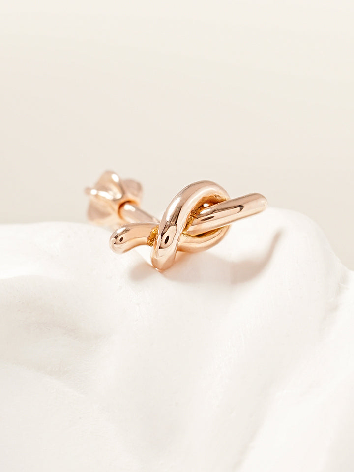 14K Solid Gold Simple Knot Point Cartilage Earring 18G16G
