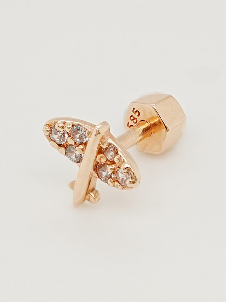 14K Gold Sky Glow Flying Cartilage Earring 18G