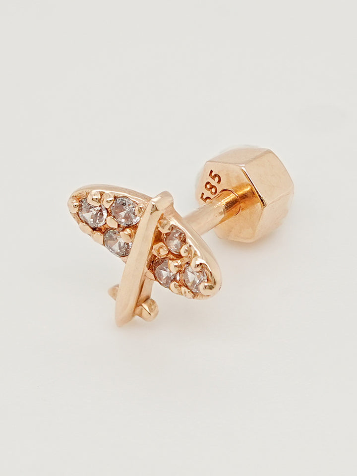 14K Gold Sky Glow Flying Cartilage Earring 18G