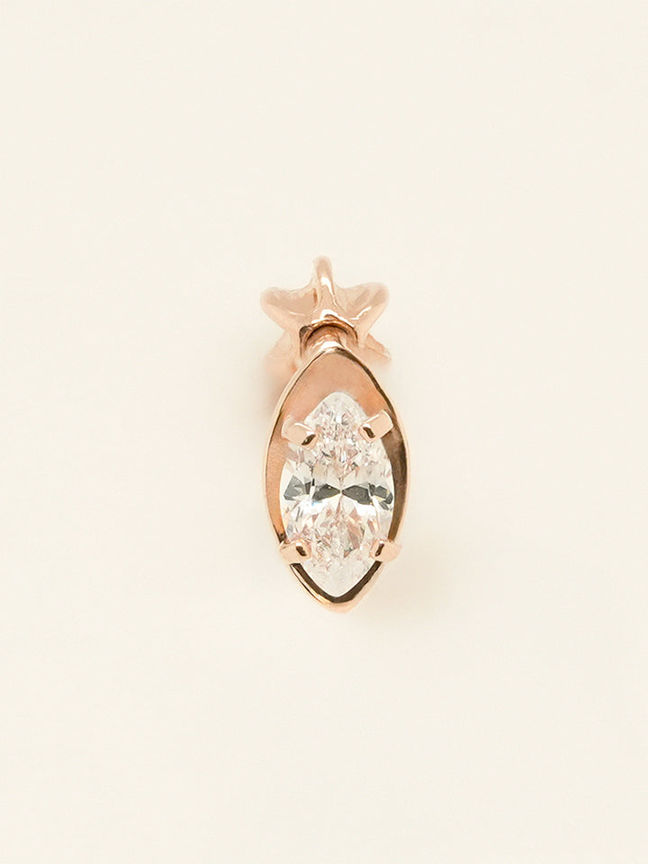 14K Solid Gold Snowflake Silhouette Crystal Cartilage Earring 18G16G