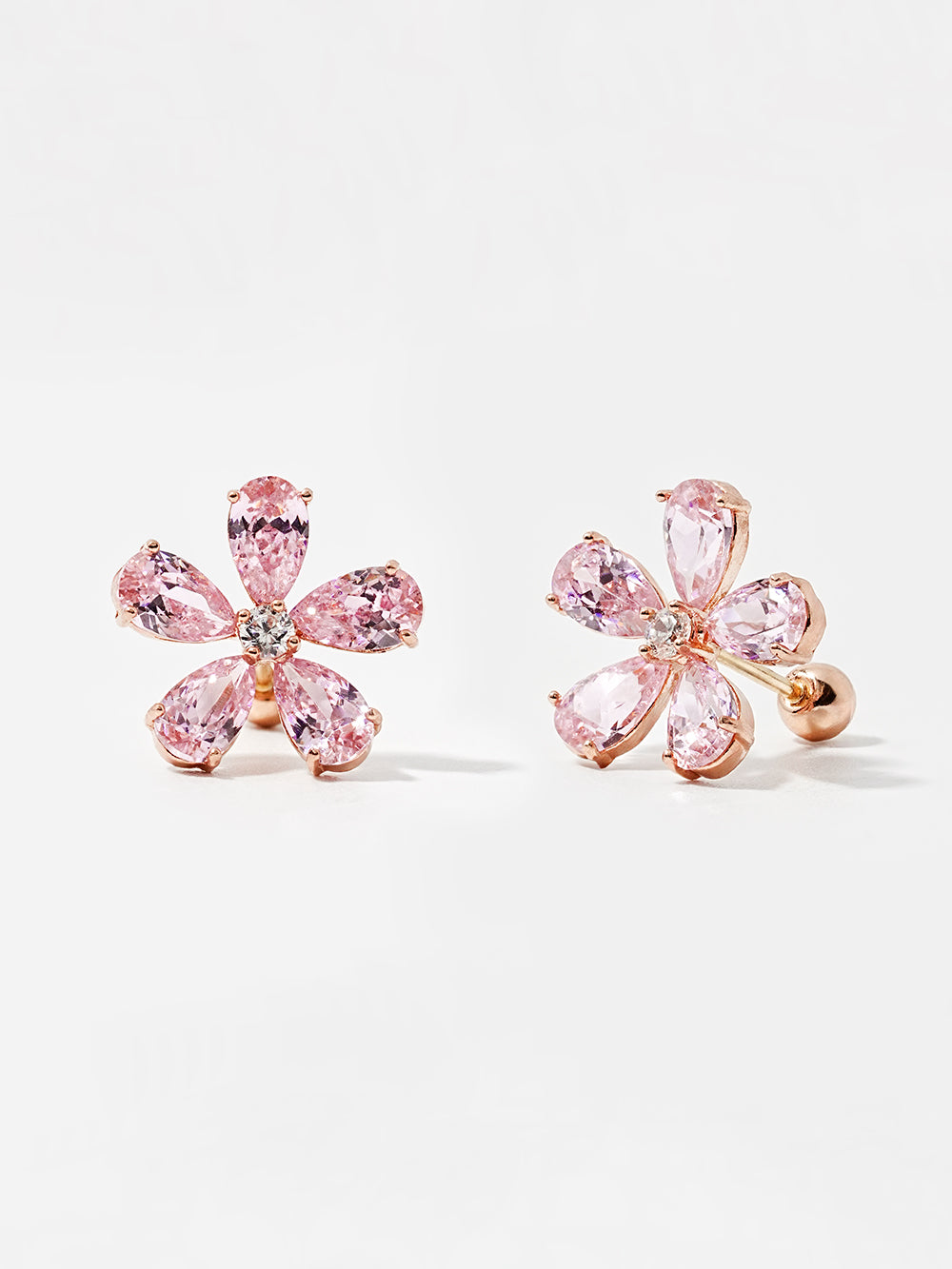 14K Solid Gold Big Flower Color Cubic Cartilage Earring 20G
