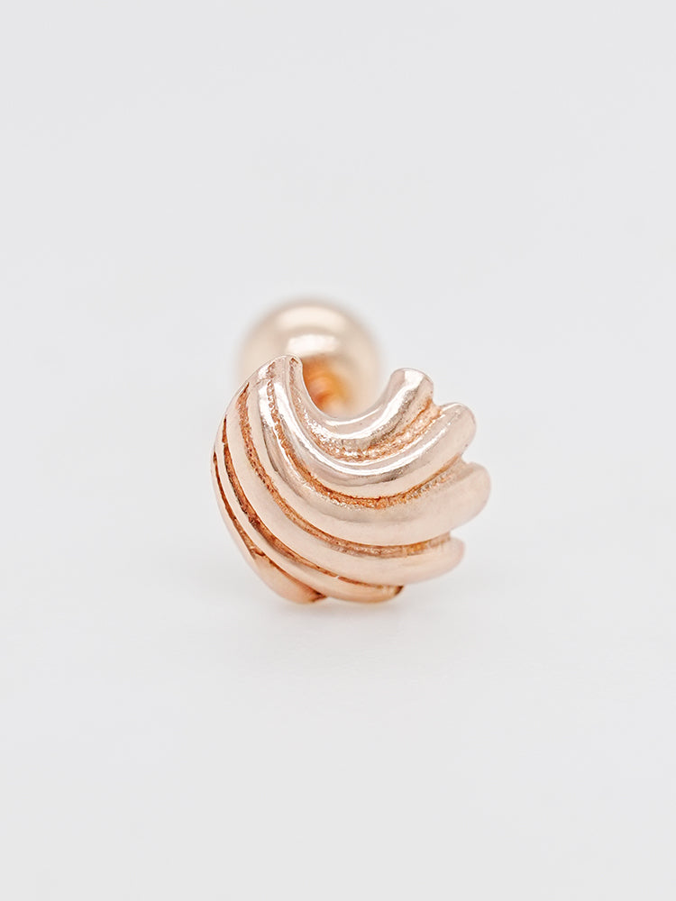 14K Solid Gold Bold Mini Shell Cartilage Earring 20G