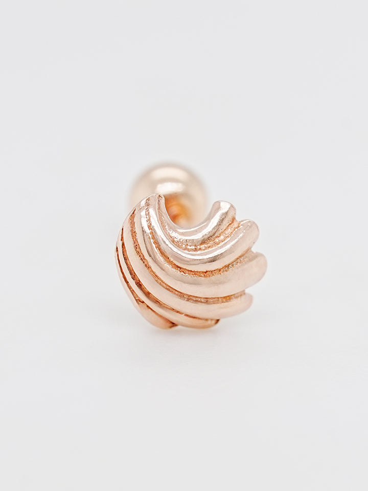 14K Solid Gold Bold Mini Shell Cartilage Earring 20G