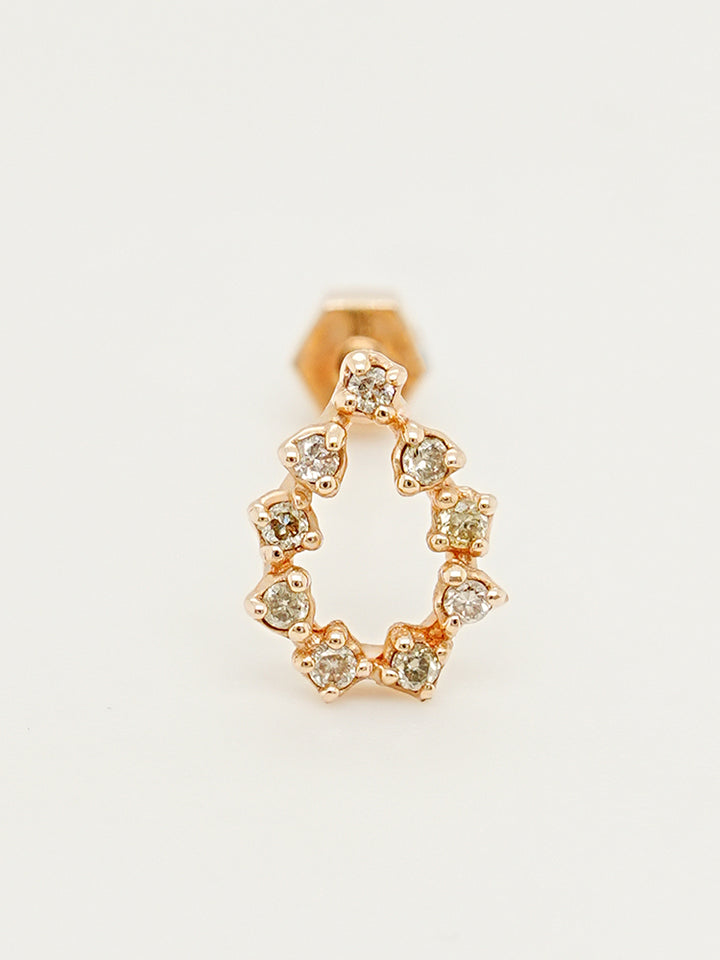 14K Solid Gold Circle of Star Cartilage Earring 18G