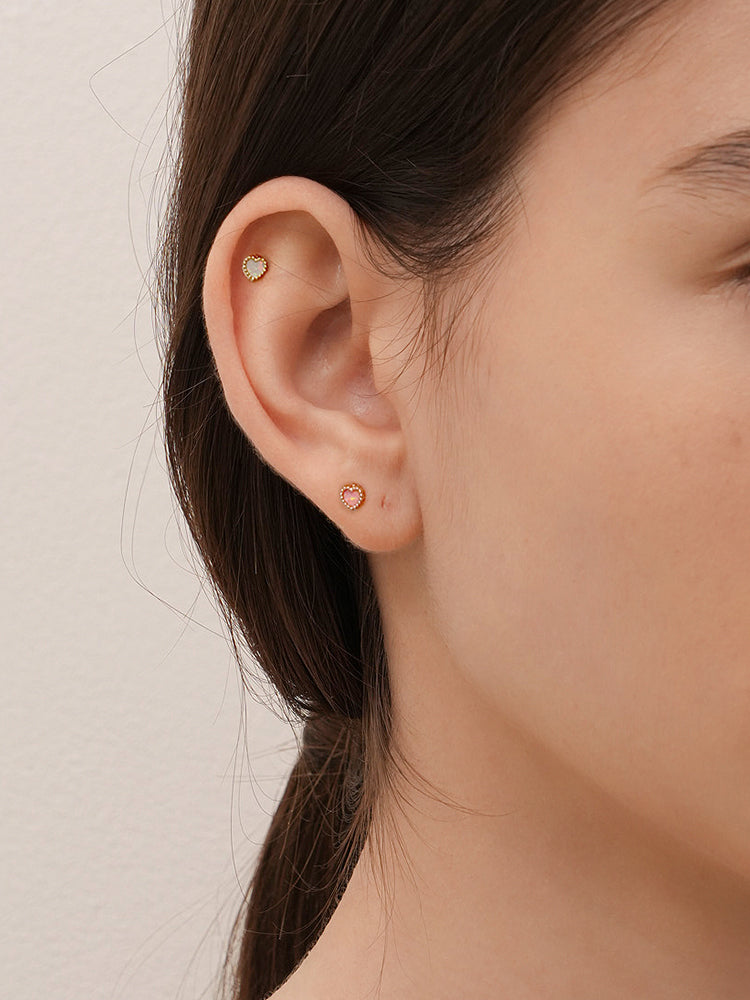 14K Solid Gold Bold Classic Antique Heart Cartilage Earring 20G