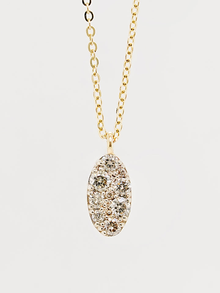14K 18K Solid Gold Glitter Oval Diamond Necklace