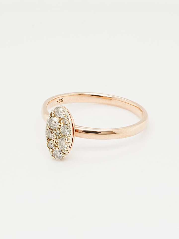 14K 18K Solid Gold Glitter Oval Diamond Ring
