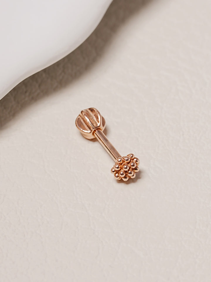 14K Solid Gold Cluster Cartilage Earring 18G16G