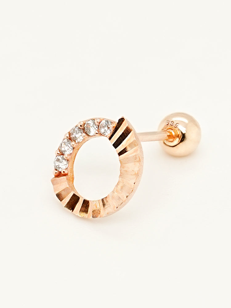 14K Solid Gold Jackpot Round Cut Cubic Cartilage Earring 20G