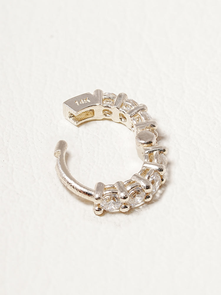 14K 18K Solid Gold Lab Diamond Eternity Tennis Cartilage Hoop Earring