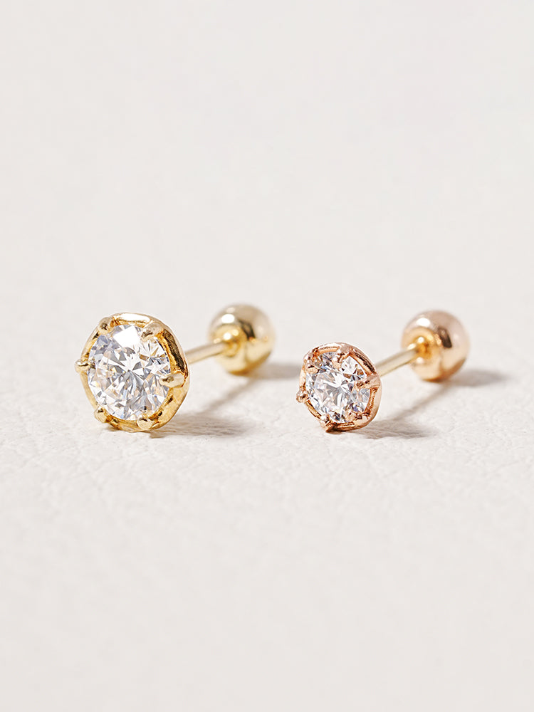 14K Solid Gold Lab Diamond Grace Cartilage Earring 20G18G16G