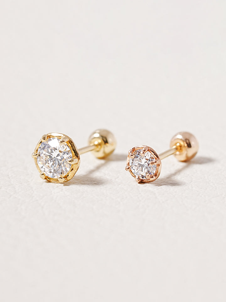 14K Solid Gold Lab Diamond Grace Cartilage Earring 20G18G16G