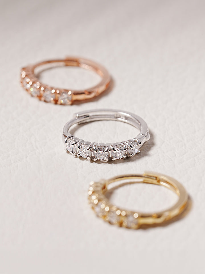 14K 18K Solid Gold Lab Diamond Layered Daily Cartilage Hoop Earring