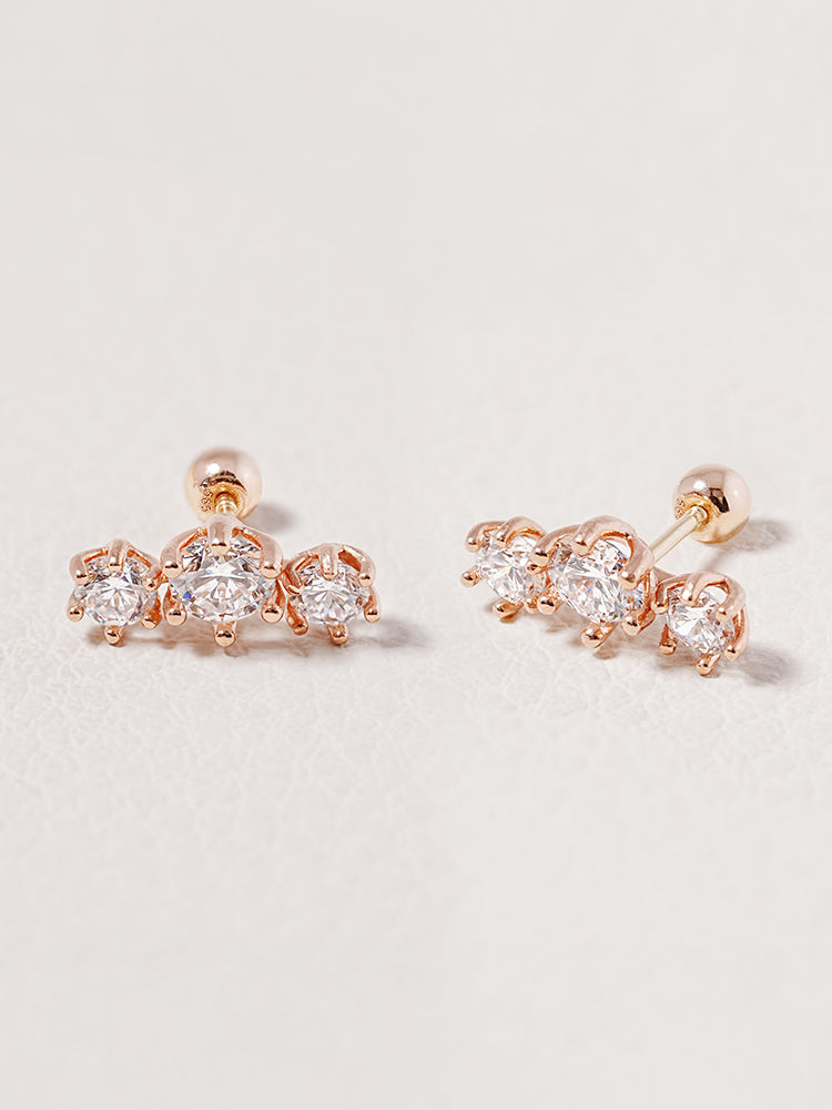 14K Solid Gold Lab Diamond Lumiere Cartilage Earring 20G18G16G