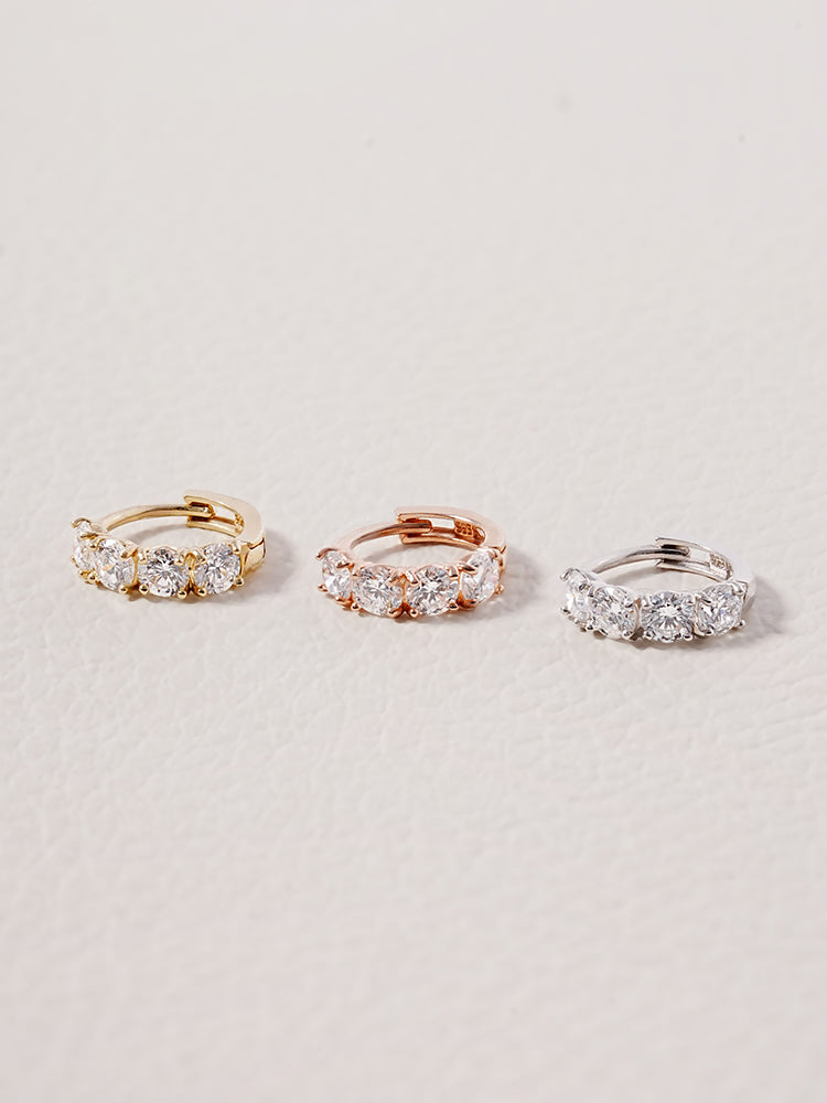 14K 18K Solid Gold Lab Diamond Mini Daily Cartilage Hoop Earring