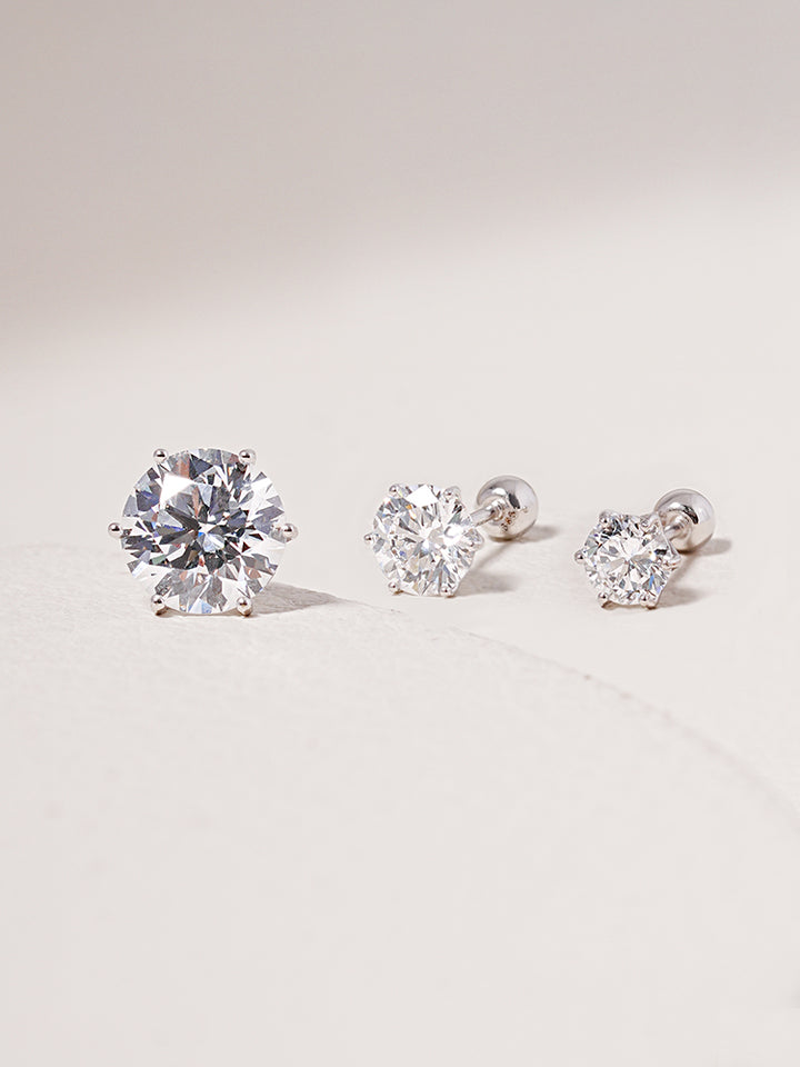 14K Solid Gold Lab Diamond Shine Classic Cartilage Earring 20G