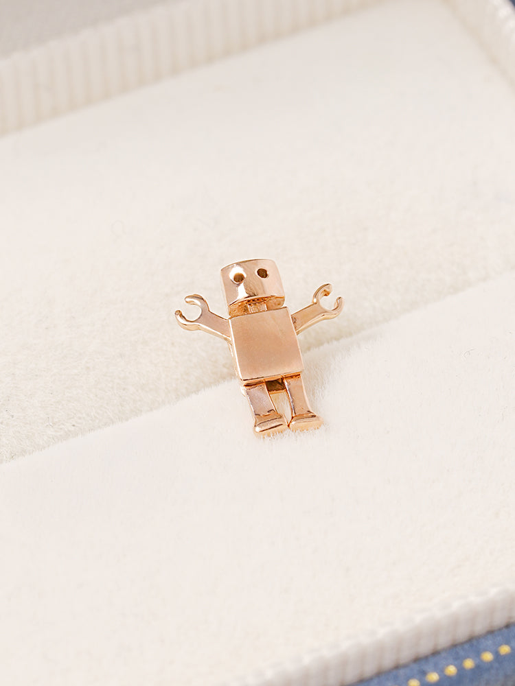 14K Gold Little Joint Robot Cartilage Earring 18G16G