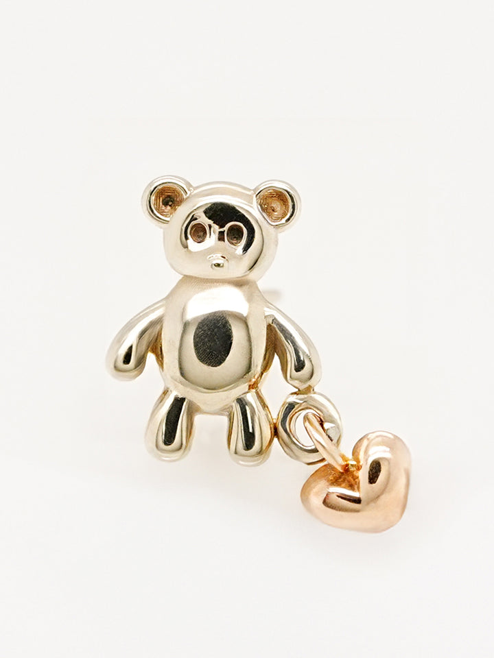 14K Gold Love Heart Bear Cartilage Earring 18G16G