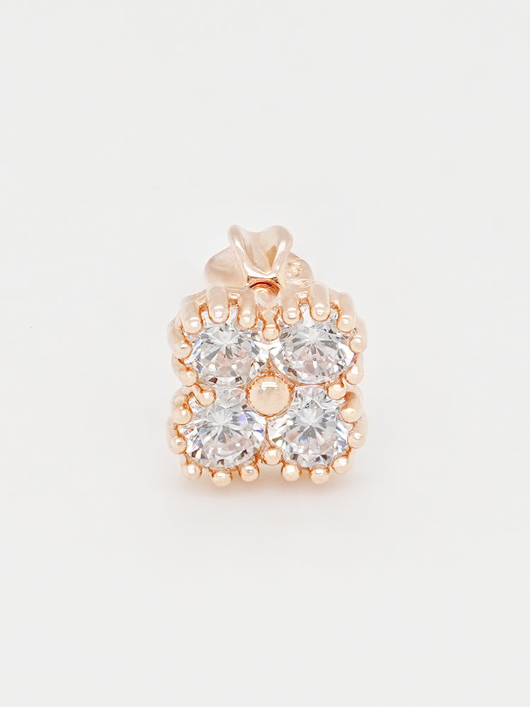 14K Solid Gold Midnight Clover Bloom Cartilage Earring 18G16G